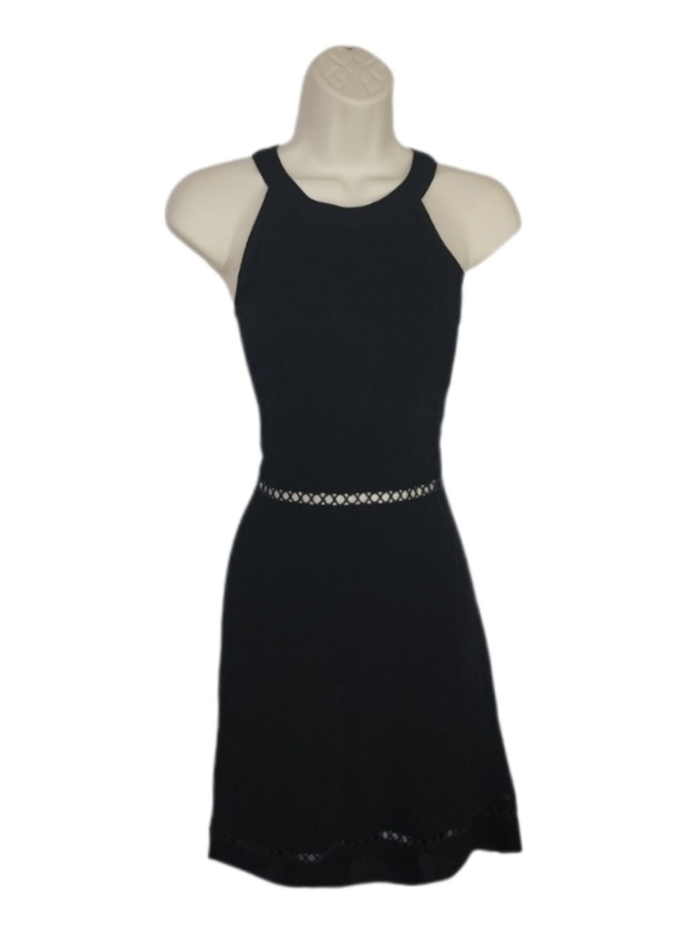 Blue Rain Dress Halter Style Crochet Waist Black Size M - Picture 3 of 13